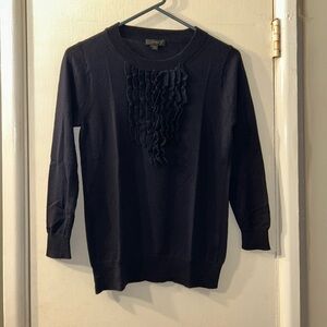 Excellent Condition J.Crew Ruffle Front Tippi Sweater in Navy